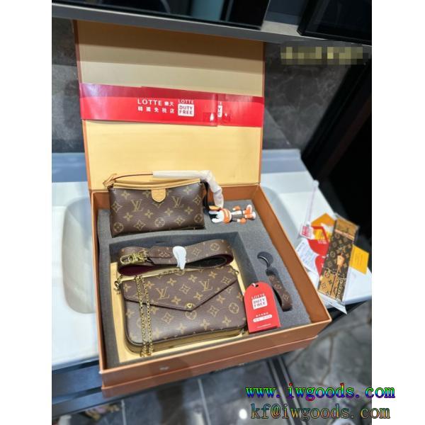 ブランド コピー新作限定めっちゃ綺麗色カジュアルなスタイルバッグ（3点セット）ルイヴィトンLOUIS VUITTON POCHETTE FÉLICIE