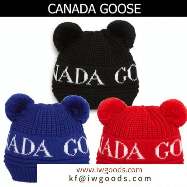 【CANADA Goose ブランドコピー商品】3色*くま耳風/ポンポン*ロゴ入/ニット帽* iwgoods.com:v16c3i