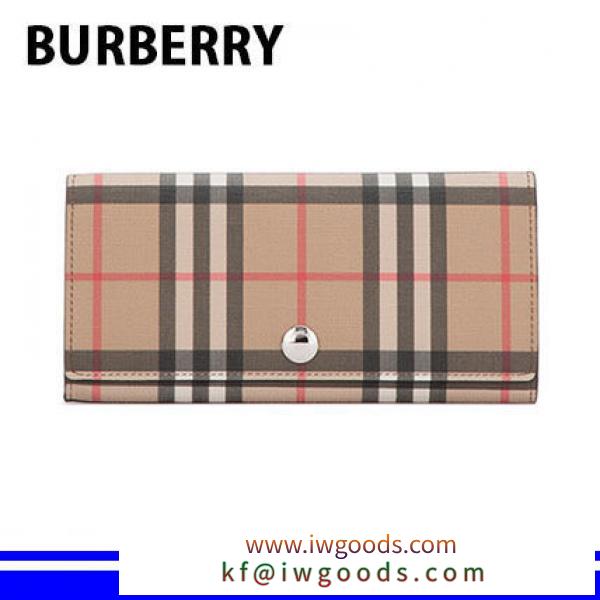 BURBERRY 偽物 ブランド 販売 ★ ヴィンテージチェック＆レザー 長財布 ★送料無料 iwgoods.com:kzul8f