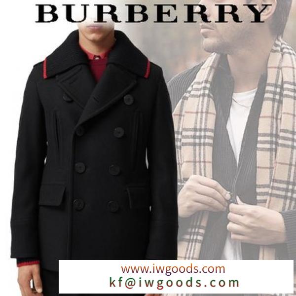 18AW＊BURBERRY スーパーコピー＊ニット素材付け襟 ウールカシミア ピーコート iwgoods.com:ly1ego