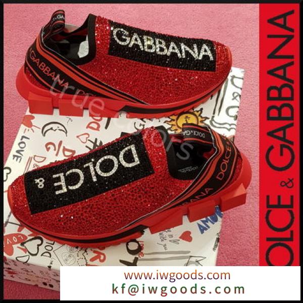 DOLCE&amp;Gabbana スーパーコピー ドルガバ 19SS Sorrent クリスタル スニーカー 赤 iwgoods.com:bogn67