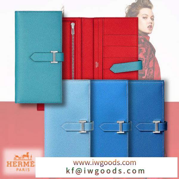 直営店購入★HERMES 激安スーパーコピー★Bearn wallet ベアン 長財布 ブルー系4色♪ iwgoods.com:9b1v12