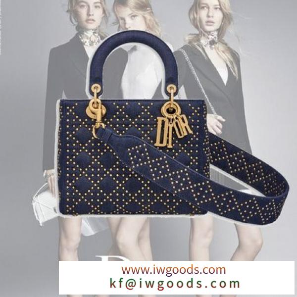 【DIOR 偽物 ブランド 販売】“LadyDIOR 偽物 ブランド 販売”ブルーデニム×goldスタッズ 2wayBag iwgoods.com:6v1vt2