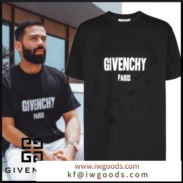 GIVENCHY ブランドコピー商品 PARIS デストロイド オーバーサイズ Tシャツ・ブラック iwgoods.com:iduqpi