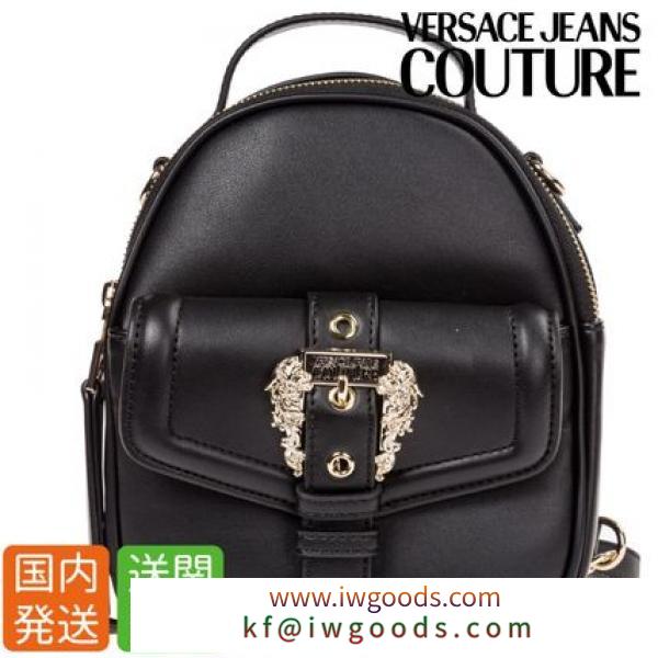 送関込み★VERSACE 偽物 ブランド 販売 Jeans COUTURE スーパーコピー★ロゴプレート ミニリュック iwgoods.com:94tawf