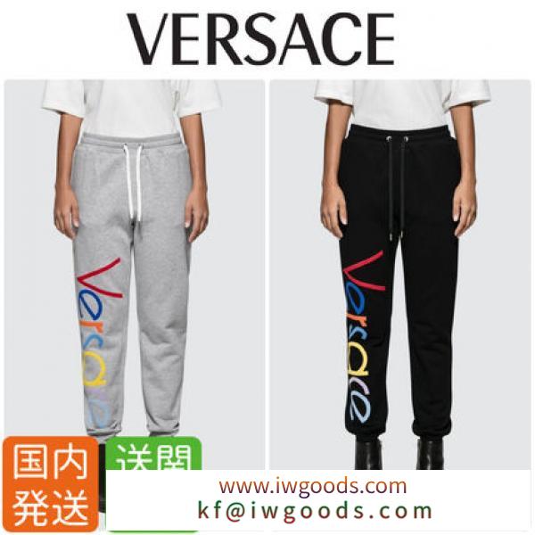 送関込み★VERSACE 偽ブランド★ロゴ刺繍スウェットパンツ ウエスト紐 iwgoods.com:xfh939