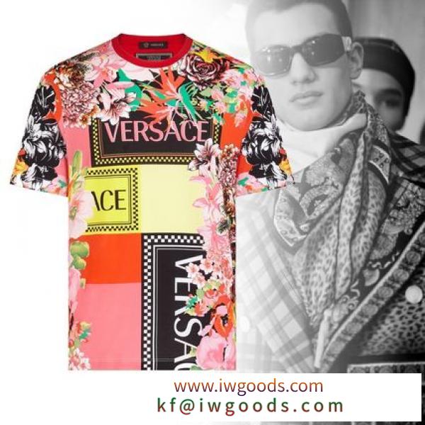 VERSACE スーパーコピー FLORALMANIAプリント ワイドフィット Tシャツ iwgoods.com:ht7dcp