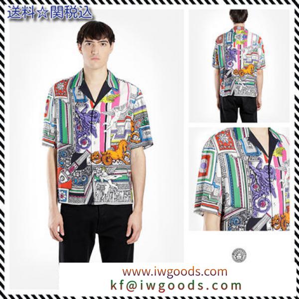 VERSACE ブランドコピー MEN&#x27;S TEMPLE PRINT SHORT SLEEVE BOWLING☆送料関税込 iwgoods.com:79ha9h