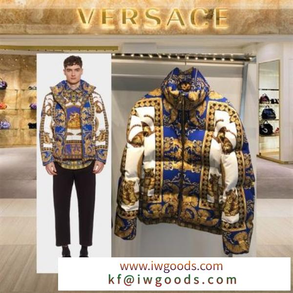 【18AW NEW】VERSACE ブランド コピー_men / バロックプリントダウン / 青×金 iwgoods.com:z3d1ct