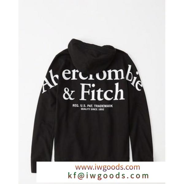 【国内即発】Abercrombie &amp; Fitch コピー品メンズ BACK LOGO HOODIE 黒 iwgoods.com:d2e1nu