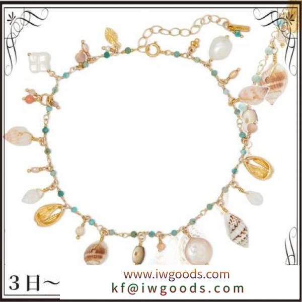 関税込◆Gold-plated shell and multi-stone anklet iwgoods.com:rh10s3