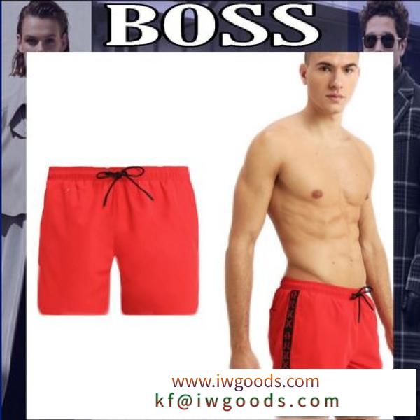 【BOSS 偽ブランド】Hugo BOSS 偽ブランド  スイムショーツ ロゴ入り 紐 レッド 水着 iwgoods.com:qsmbkj