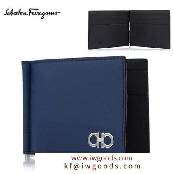 FERRAGAMO ブランドコピー商品★メンズマネークリップ_66 A098 ULTRA MARINE NERO iwgoods.com:suth8d