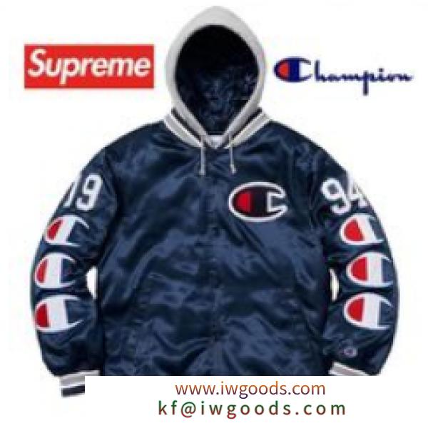 Supreme Champion Hooded Satin Varsity Jacket AW 18 WEEK 7着こなしおすすめジャケット シュプリーム 激安 エレガント男女兼用 iwgoods.com TvSTvi