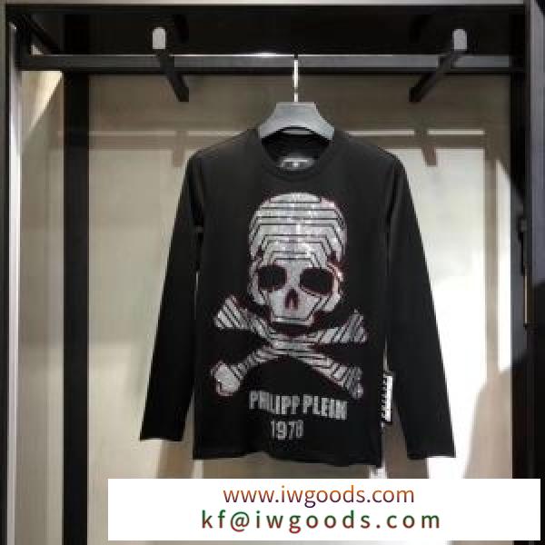 ナチュラムなコーデに最適 フィリッププレイン 長袖Tシャツ メンズ PHILIPP PLEIN skull print コピー ブラック おすすめ 安価 iwgoods.com 8za0Tb