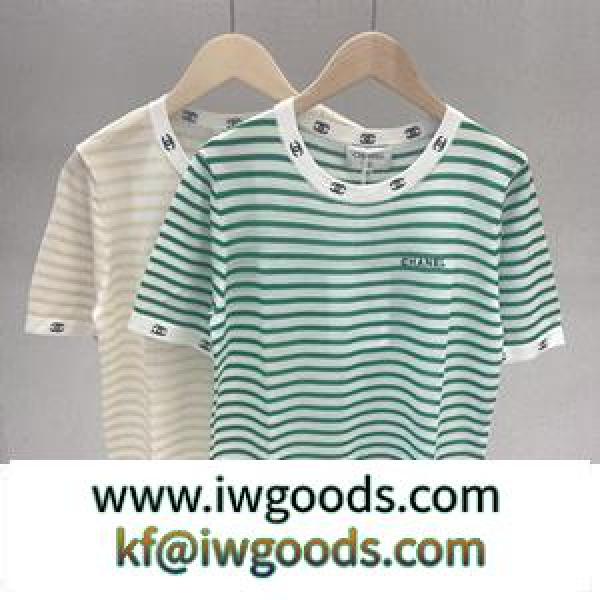 CH@NEL ブランド半袖Tシャツ コピー ストライプ 大人のカジュアルスタイルにぴったり 透け感優しい新品 iwgoods.com ze0PPz