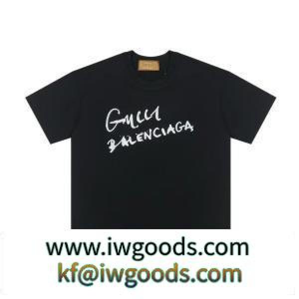 お洒落感度が高まる GUCC1×BALENCIAGA ブランド偽物 半袖Tシャツ 2色可選 スタイリッシュな印象を与える iwgoods.com muCW1z