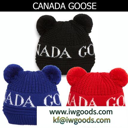 【CANADA Goose ブランドコピー商品】3色*くま耳風/ポンポン*ロゴ入/ニット帽* iwgoods.com:v16c3i-3