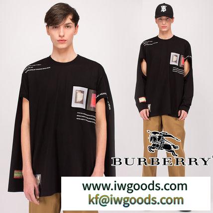 BURBERRY コピー商品 通販 カットアウト長袖 モンタージュプリント Tシャツ Black iwgoods.com:in5nff-3
