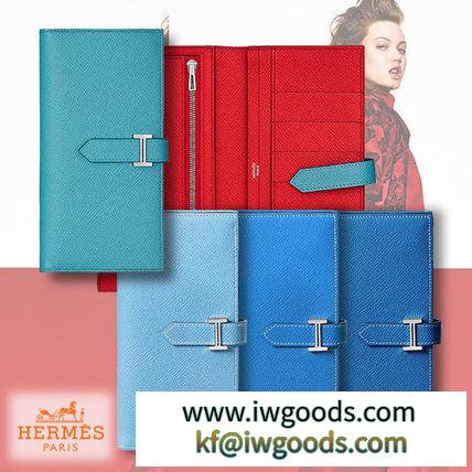 直営店購入★HERMES 激安スーパーコピー★Bearn wallet ベアン 長財布 ブルー系4色♪ iwgoods.com:9b1v12-3