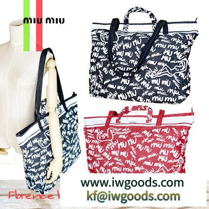 関税済み国内発送 MIUMIU ブランド 偽物 通販♪デニムプリントトートバッグ 5BG108 iwgoods.com:i7571k-3