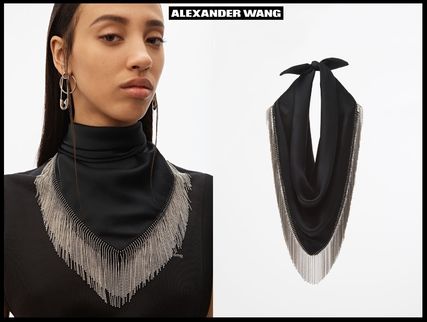 【New】Alexander WANG ブランド 偽物 通販★シルク フリンジ スカーフ　黒 iwgoods.com:2cxxno-3