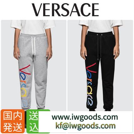 送関込み★VERSACE 偽ブランド★ロゴ刺繍スウェットパンツ ウエスト紐 iwgoods.com:xfh939-3