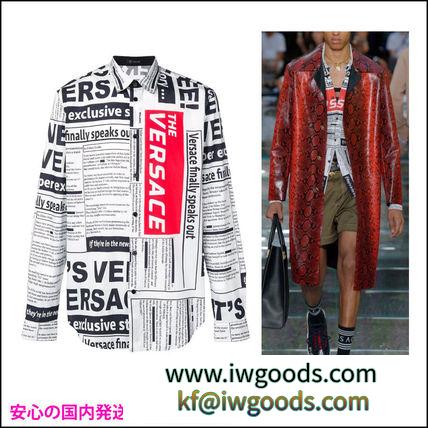 関税送料込*VERSACE スーパーコピー ニュースペーパープリントシャツ iwgoods.com:392bu9-3