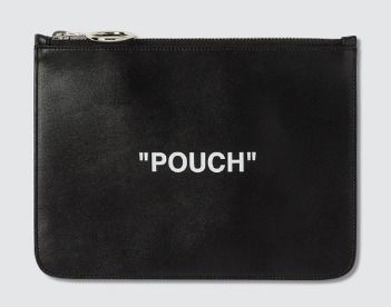 Off White コピー品 Quote Pouch ポーチ ブラック ロゴ レザー iwgoods.com:4lvbba-3