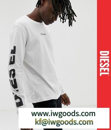 ★英国発*DIESEL コピー品*新作*袖ロゴ長袖Tシャツ/White スーパーコピー★ iwgoods.com:mt2kqq-3