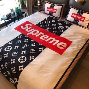 シュプリーム ヴィトン 寝具 おすすめ 4点セット高級ファション感満載 Supreme ブランドコピー布団ベットセットおしゃれ iwgoods.com SryO5D-3