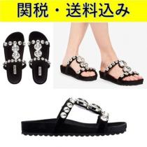 【関税送料込み】Miu Miu  クリスタル装飾 フラットサンダル iwgoods.com:7cifyj