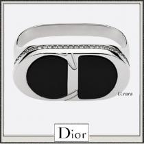 19夏新作【DIOR ブランドコピー通販】SILVER, ONYX &CRYSTAL CD ICONダブルリング iwgoods.com:sp04a0