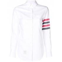 =THOM BROWNE ブランド コピー= 4 BAR STRIPED SLEEVE SHIRT 肩ライン 白シャツ iwgoods.com:t68kse