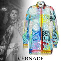 VERSACE スーパーコピー テクニカラーバロックプリント デニムシャツ 長袖 iwgoods.com:esvenl