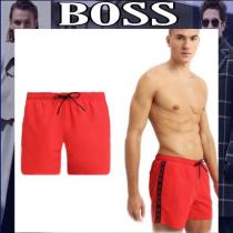 【BOSS 偽ブランド】Hugo BOSS 偽ブランド  スイムショーツ ロゴ入り 紐 レッド 水着 iwgoods.com:qsmbkj