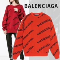 【BALENCIAGA 偽物 ブランド 販売】ロゴ オーバーサイズ  ニット セーター 赤 レッド iwgoods.com:jgxus6