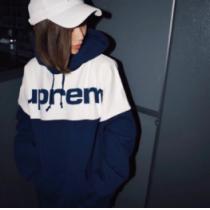 Supreme Blocked Hoodie Navyシュプリームブランドコピー激安パーカーおすすめスウェットシャツエレガントオーバーサイズ iwgoods.com uiyGXD