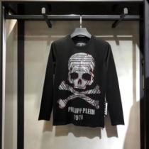 ナチュラムなコーデに最適 フィリッププレイン 長袖Tシャツ メンズ PHILIPP PLEIN skull print コピー ブラック おすすめ 安価 iwgoods.com 8za0Tb