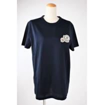 【MONCLER ブランドコピー商品】コットンダブルロゴTシャツ ネイビー XL [RESALE] iwgoods.com:ye66mg