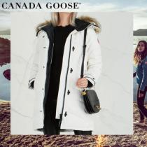 ☆ CANADA Goose 偽ブランド Lorette ホワイト ファーパーカーコート iwgoods.com:r76xna