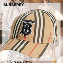 BURBERRY 激安スーパーコピー ユニセックス ストライプロゴ キャップ ブラウン 帽子 iwgoods.com:n049ut