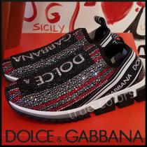 DOLCE&Gabbana 激安スーパーコピー 18AW Sorrento ラインストーン ロゴ スニーカー iwgoods.com:lgyajx