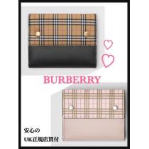 《BURBERRY 偽ブランド》人気◆Small Scale Check Leath...