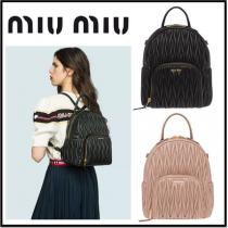 【MIUMIU ブランドコピー通販】人気★マテラッセ レザー バックパック リュック...