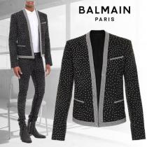 19AW【BALMAIN 激安スーパーコピー】スタッド付きデニムNeroスペンサージ...