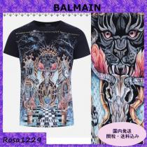 ☆BALMAIN ブランド コピーブラックグラフィックプリントジャージーTシャツ☆ ...