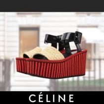 国内即発◇CELINE 激安コピー◇Strap Wedge Sandal◇Red/B...