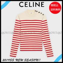 19New■CELINE コピーブランド■マリンニットウェアCream/Red☆関税...