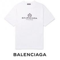 【BALENCIAGA スーパーコピー】ロゴ プリント コットン Tシャツ ホワイト...